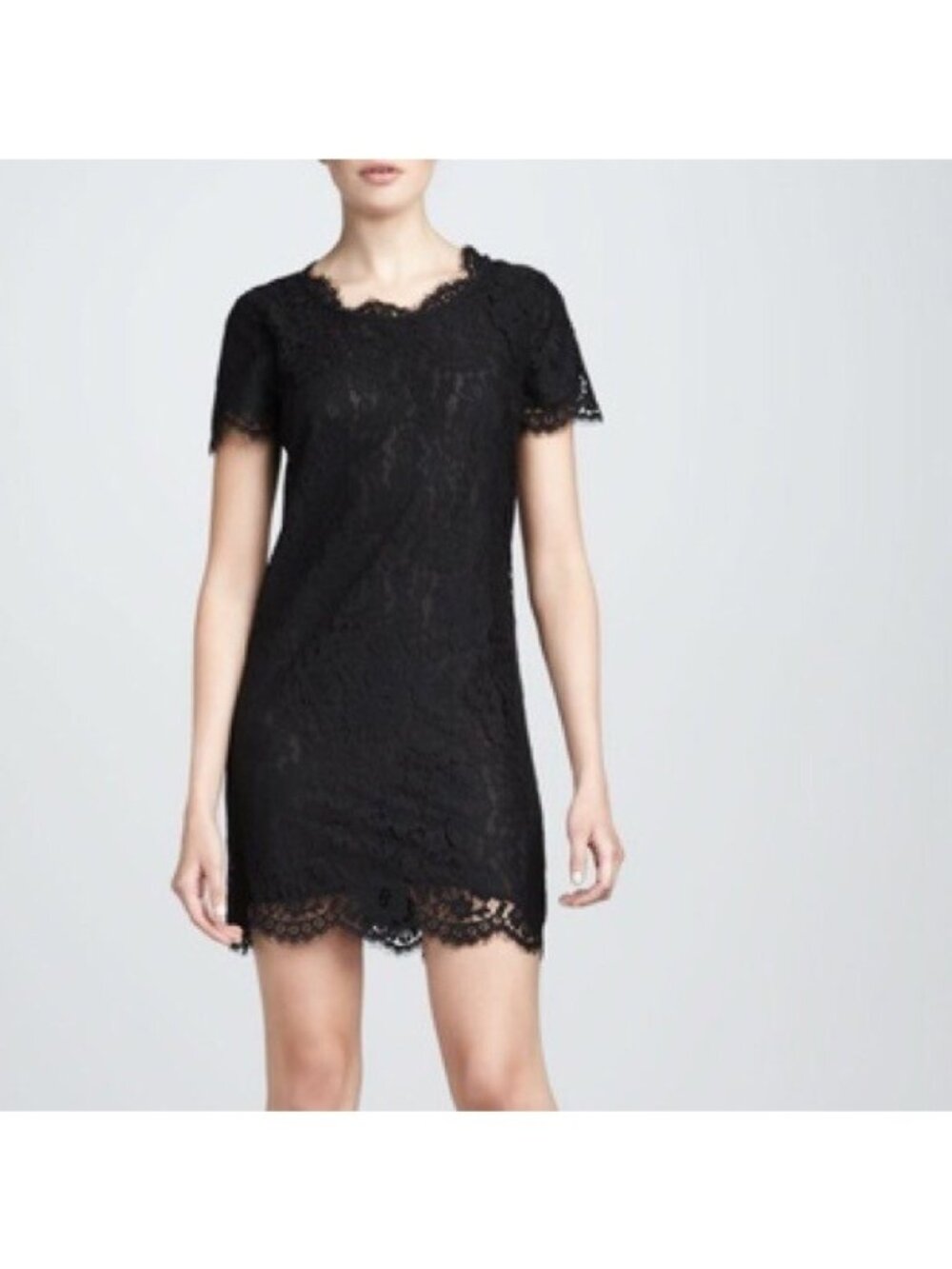Joie Susina Black Lace Shift Dress Layered cocktail party dress sz xs